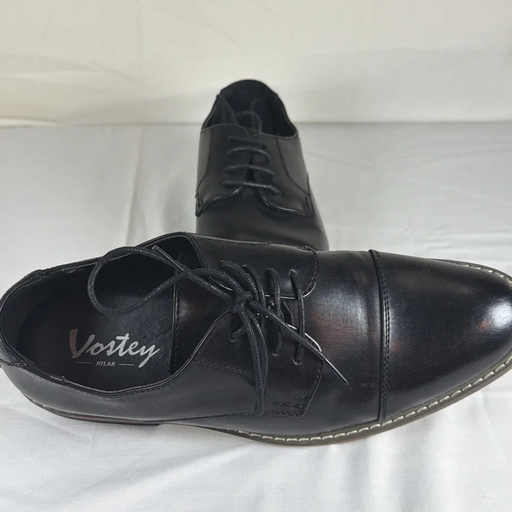 Vostey Men's Wingtip Brogue Oxford Dress Shoes Black Lace-Up Size 8 Classic